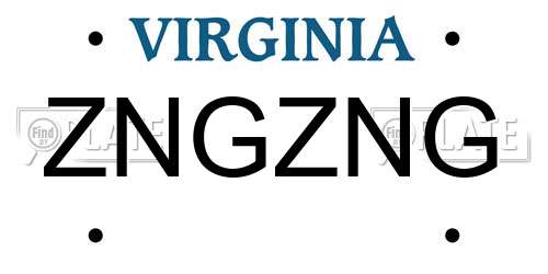 ZNGZNG Virginia License Plate