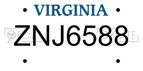 ZNJ6588 Virginia License Plate