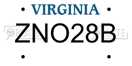 ZNO28B Virginia License Plate