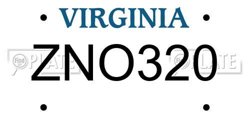 ZNO320 Virginia License Plate
