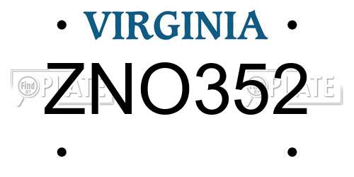ZNO352 Virginia License Plate