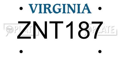 ZNT187 Virginia License Plate