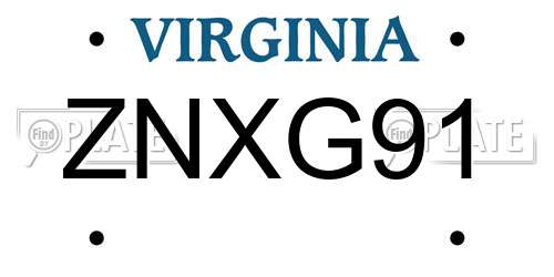 ZNXG91 Virginia License Plate