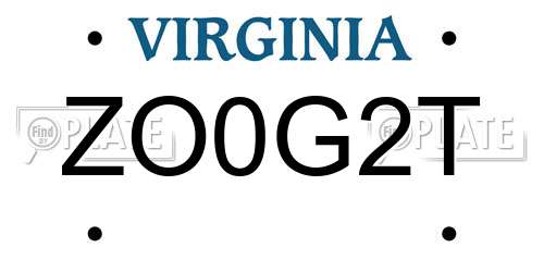 ZO0G2T Virginia License Plate