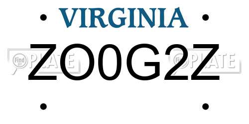 ZO0G2Z Virginia License Plate