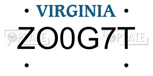 ZO0G7T Virginia License Plate