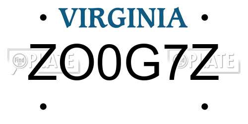 ZO0G7Z Virginia License Plate