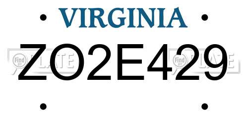 ZO2E429 Virginia License Plate