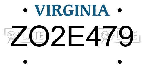 ZO2E479 Virginia License Plate