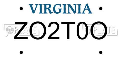 ZO2T0O Virginia License Plate