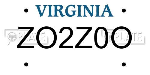 ZO2Z0O Virginia License Plate