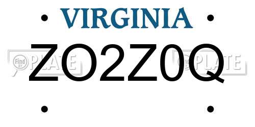 ZO2Z0Q Virginia License Plate