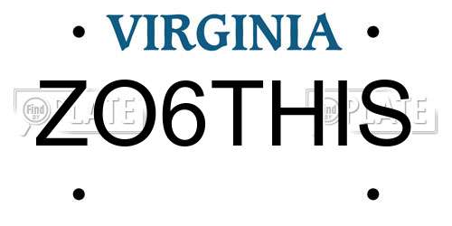 ZO6THIS Virginia License Plate