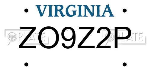 ZO9Z2P Virginia License Plate