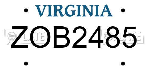 ZOB2485 Virginia License Plate