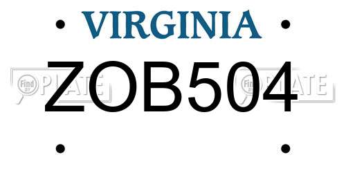 ZOB504 Virginia License Plate