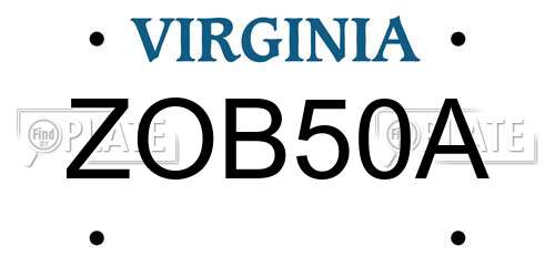 ZOB50A Virginia License Plate