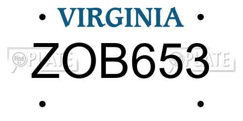 ZOB653 Virginia License Plate