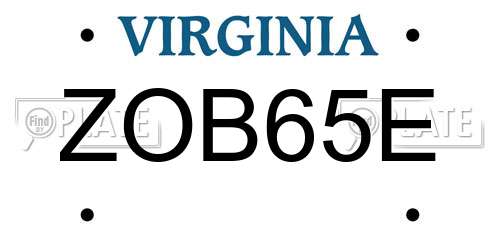 ZOB65E Virginia License Plate