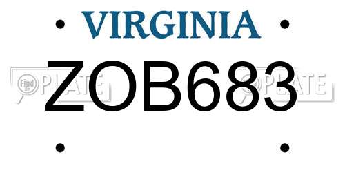ZOB683 Virginia License Plate