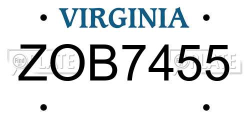ZOB7455 Virginia License Plate