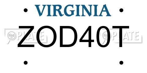 ZOD40T Virginia License Plate