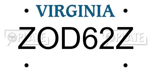 ZOD62Z Virginia License Plate
