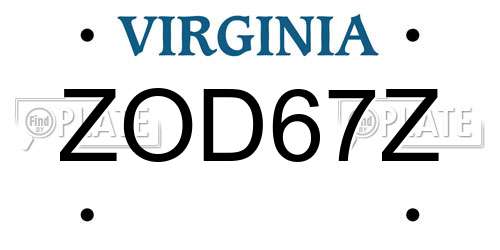 ZOD67Z Virginia License Plate