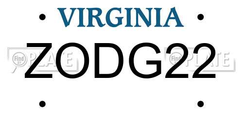 ZODG22 Virginia License Plate