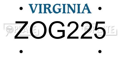 ZOG225 Virginia License Plate