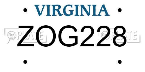 ZOG228 Virginia License Plate