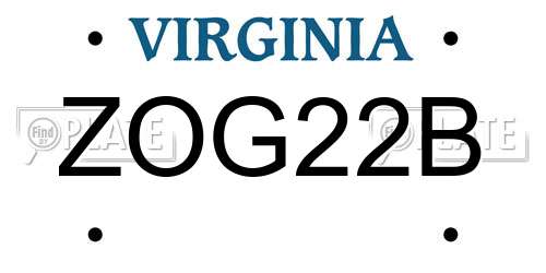 ZOG22B Virginia License Plate