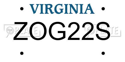 ZOG22S Virginia License Plate
