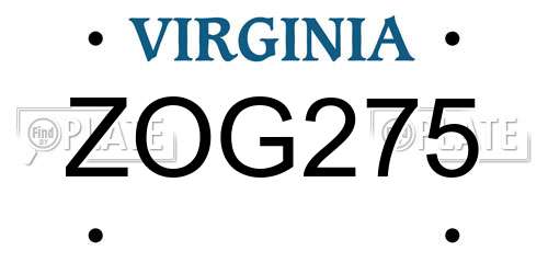 ZOG275 Virginia License Plate