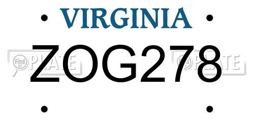 ZOG278 Virginia License Plate