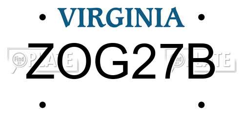 ZOG27B Virginia License Plate