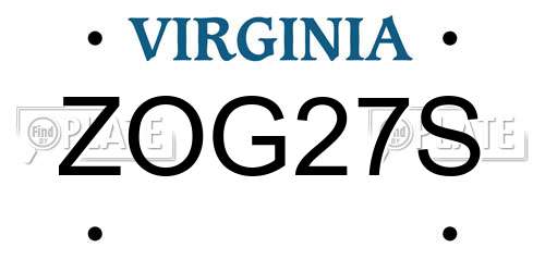 ZOG27S Virginia License Plate