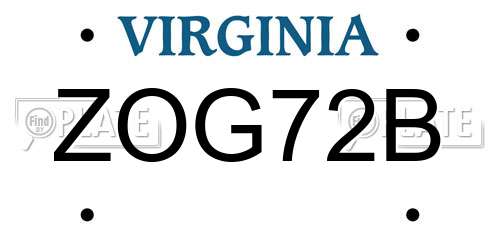 ZOG72B Virginia License Plate