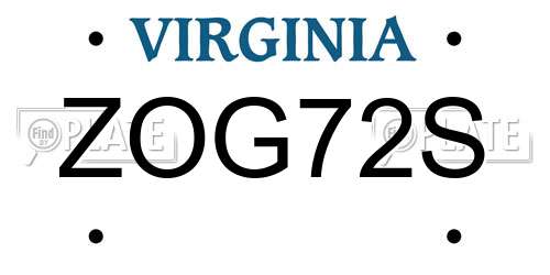 ZOG72S Virginia License Plate