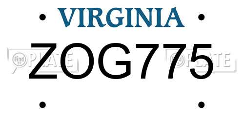 ZOG775 Virginia License Plate