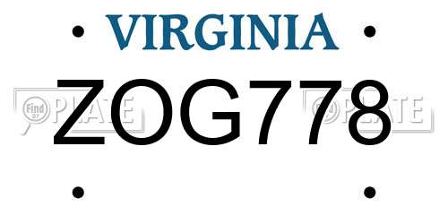 ZOG778 Virginia License Plate