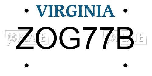 ZOG77B Virginia License Plate