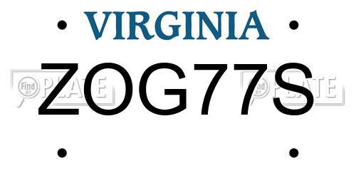ZOG77S Virginia License Plate