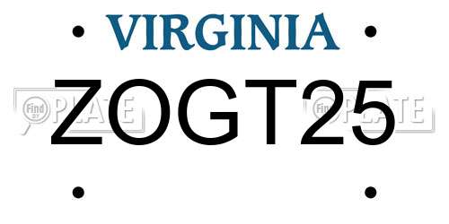 ZOGT25 Virginia License Plate