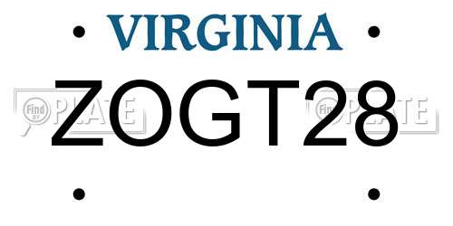 ZOGT28 Virginia License Plate
