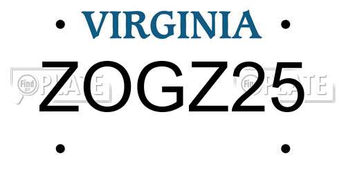 ZOGZ25 Virginia License Plate