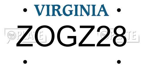 ZOGZ28 Virginia License Plate