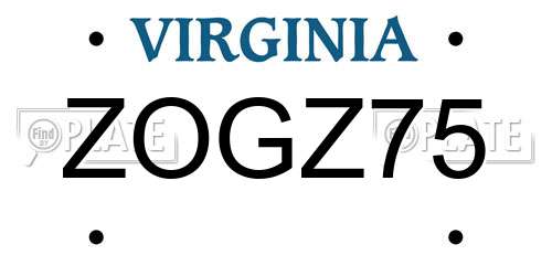 ZOGZ75 Virginia License Plate