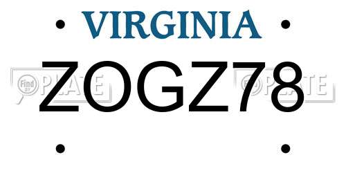 ZOGZ78 Virginia License Plate