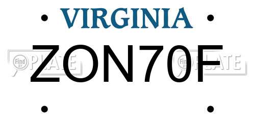 ZON70F Virginia License Plate